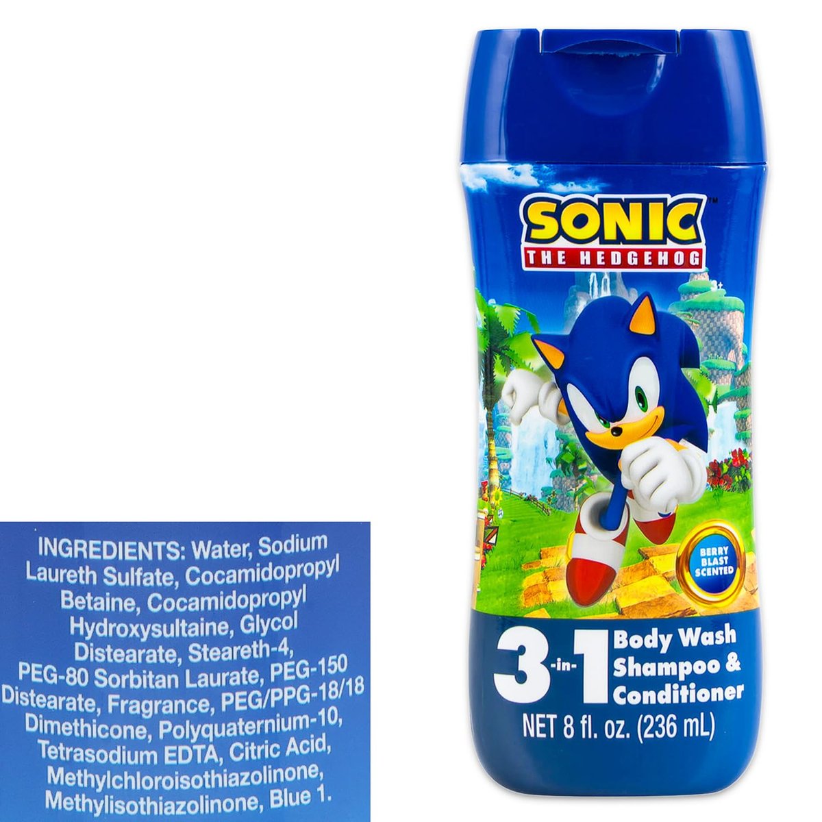 Sonic the Hedgehog Kids 3-in-1 Shampoo, Conditioner & Body Wash - 8 oz Bundle with Stickers - görsel 3