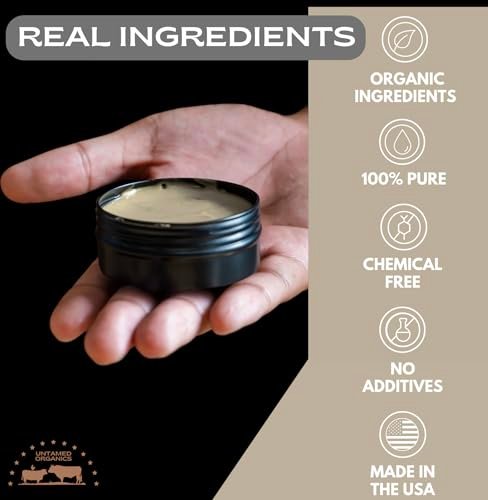 Untamed Organics Tallow Hair Clay - Handmade Grass-Fed & Grass-Finished Natural Hair Pomade for Men & Women - Medium Hold, Natural Finish - 2 oz Avelisse