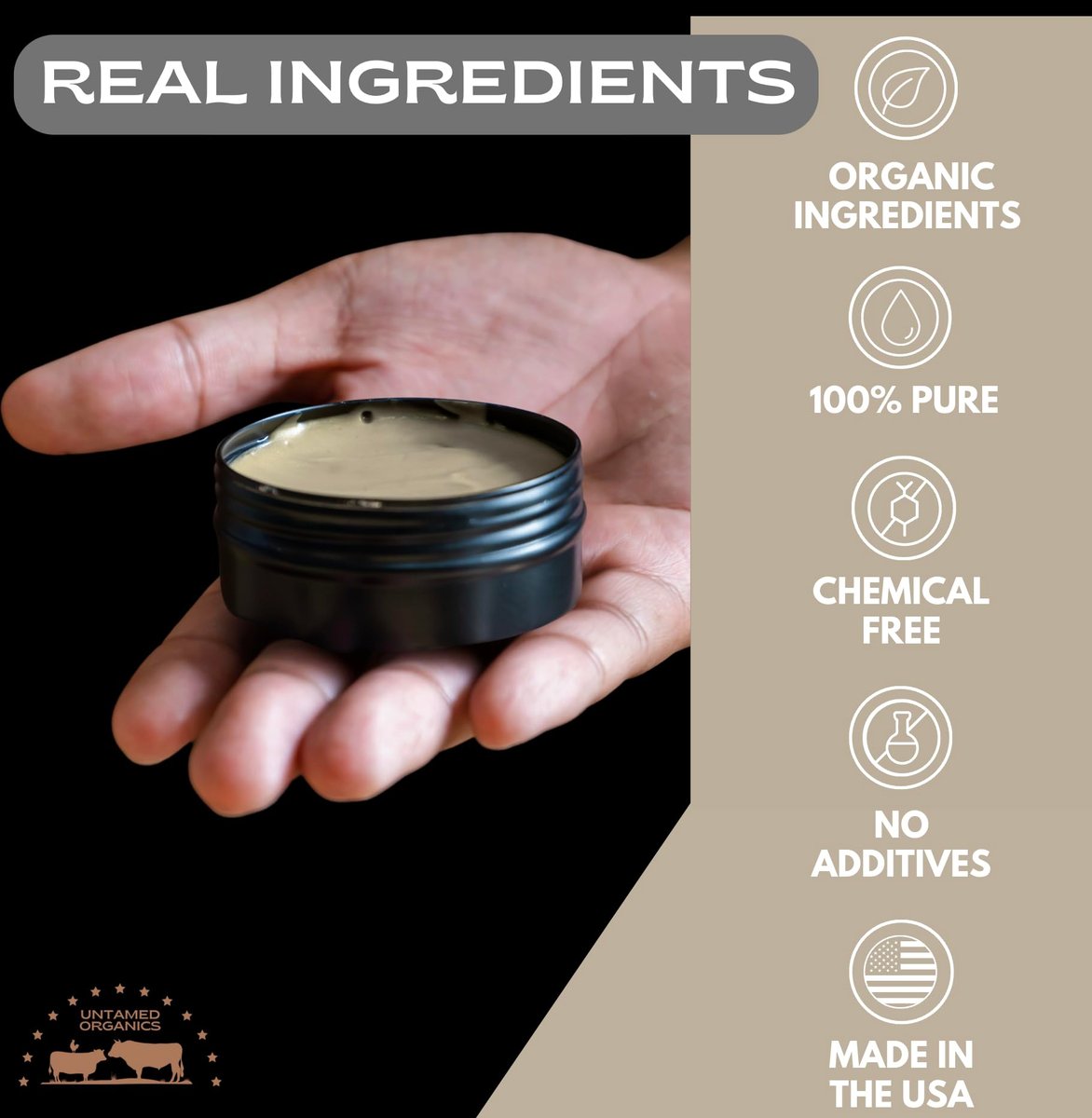 Untamed Organics Tallow Hair Clay - Handmade Grass-Fed & Grass-Finished Natural Hair Pomade for Men & Women - Medium Hold, Natural Finish - 2 oz Avelisse