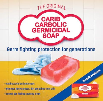 Kendel Carib Carbolic Antiseptic Soap Bar – Natural Scented Red Soap, Deodorizing & Germ Protection, Antibacterial Bar for Skin Care, 3.5 oz