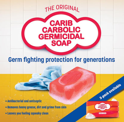 Kendel Carib Carbolic Antiseptic Soap Bar – Natural Scented Red Soap, Deodorizing & Germ Protection, Antibacterial Bar for Skin Care, 3.5 oz