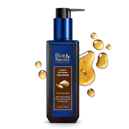 Blue Nectar Rice Water Face Wash with 2% Kojic Acid for Pigmentation – Gentle Face Cleanser for Oily, Dry & Sensitive Skin, 11 Herbs, 3.4 Fl Oz