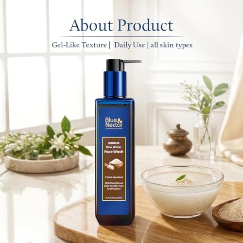 Blue Nectar Rice Water Face Wash with 2% Kojic Acid for Pigmentation – Gentle Face Cleanser for Oily, Dry & Sensitive Skin, 11 Herbs, 3.4 Fl Oz - görsel 14