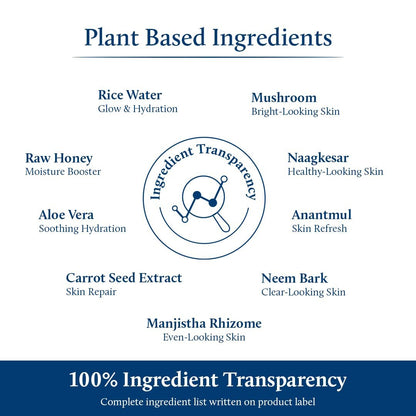 Blue Nectar Rice Water Face Wash with 2% Kojic Acid for Pigmentation – Gentle Face Cleanser for Oily, Dry & Sensitive Skin, 11 Herbs, 3.4 Fl Oz