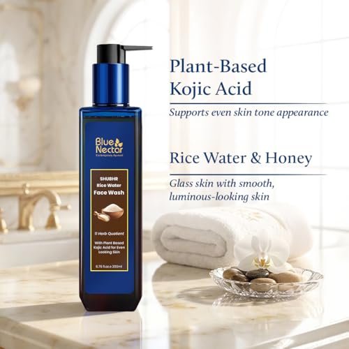 Blue Nectar Rice Water Face Wash with 2% Kojic Acid for Pigmentation – Gentle Face Cleanser for Oily, Dry & Sensitive Skin, 11 Herbs, 3.4 Fl Oz - görsel 6