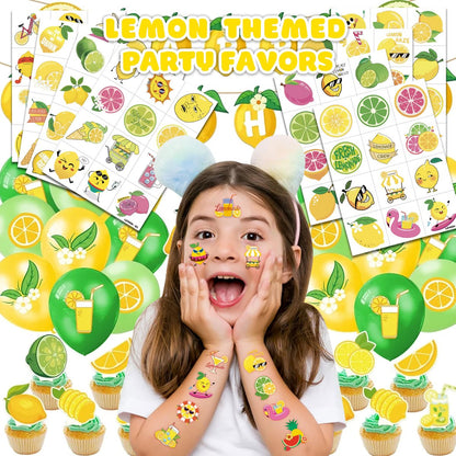 96 PCS Lemon Pre-Cut Temporary Tattoos for Kids - Fun Birthday Party Favors, Supplies, School Rewards & Gifts