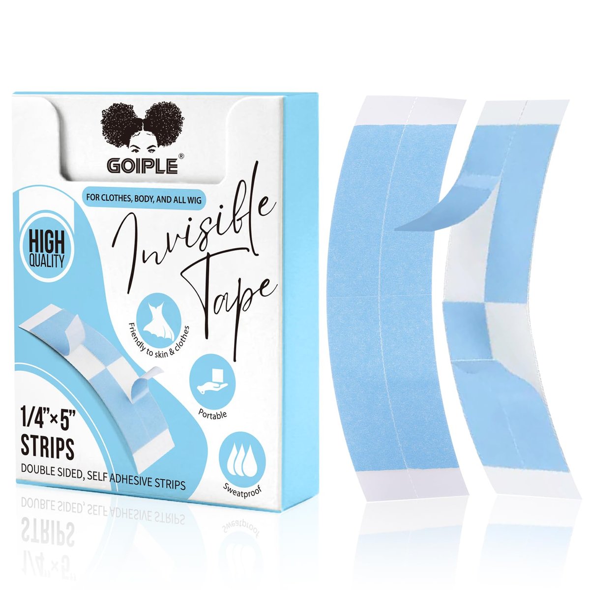 Goiple 50pcs Wig Tape for Lace Wigs - Double Sided Waterproof Adhesive Tape Strips for Hair Extensions & Body Tape Avelisse