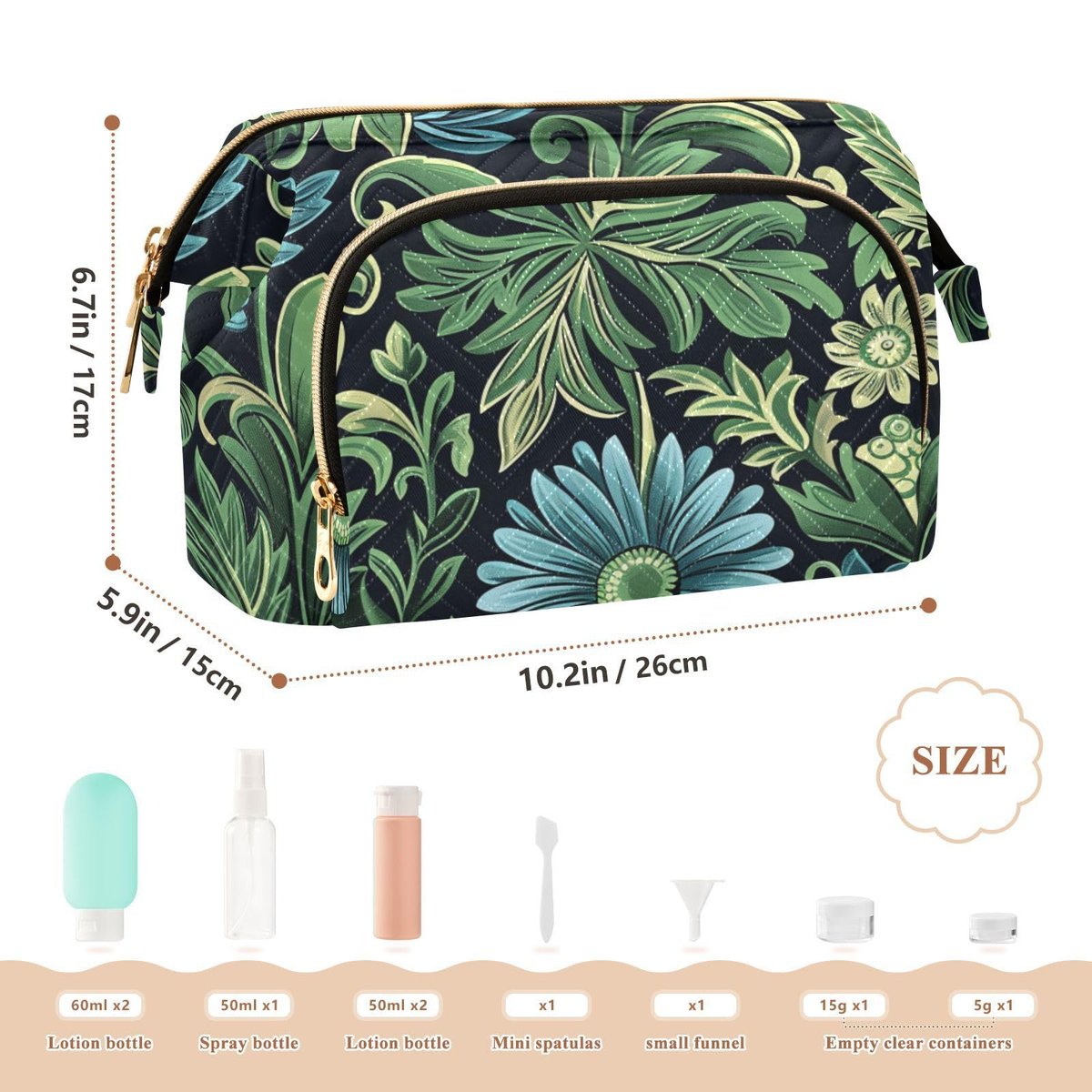 William Morris Daisy Dark Blue Hanging Cosmetic Bag - Travel Makeup Organizer & Wallet by miaozhen - görsel 3