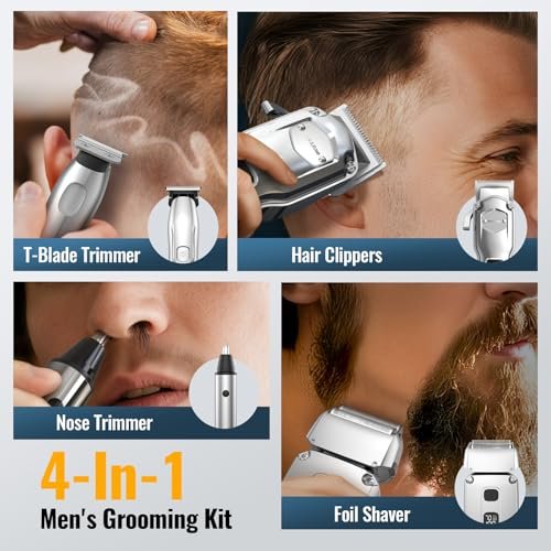 Jack & Rose Hair Clippers for Men Set Professional - Cordless Men Hair Trimmer, Electric Shaver, 4 in 1 Barber Kit with LED Display for Nose, Body, Bald Head Avelisse