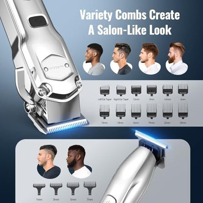 Jack & Rose Hair Clippers for Men Set Professional - Cordless Men Hair Trimmer, Electric Shaver, 4 in 1 Barber Kit with LED Display for Nose, Body, Bald Head Avelisse