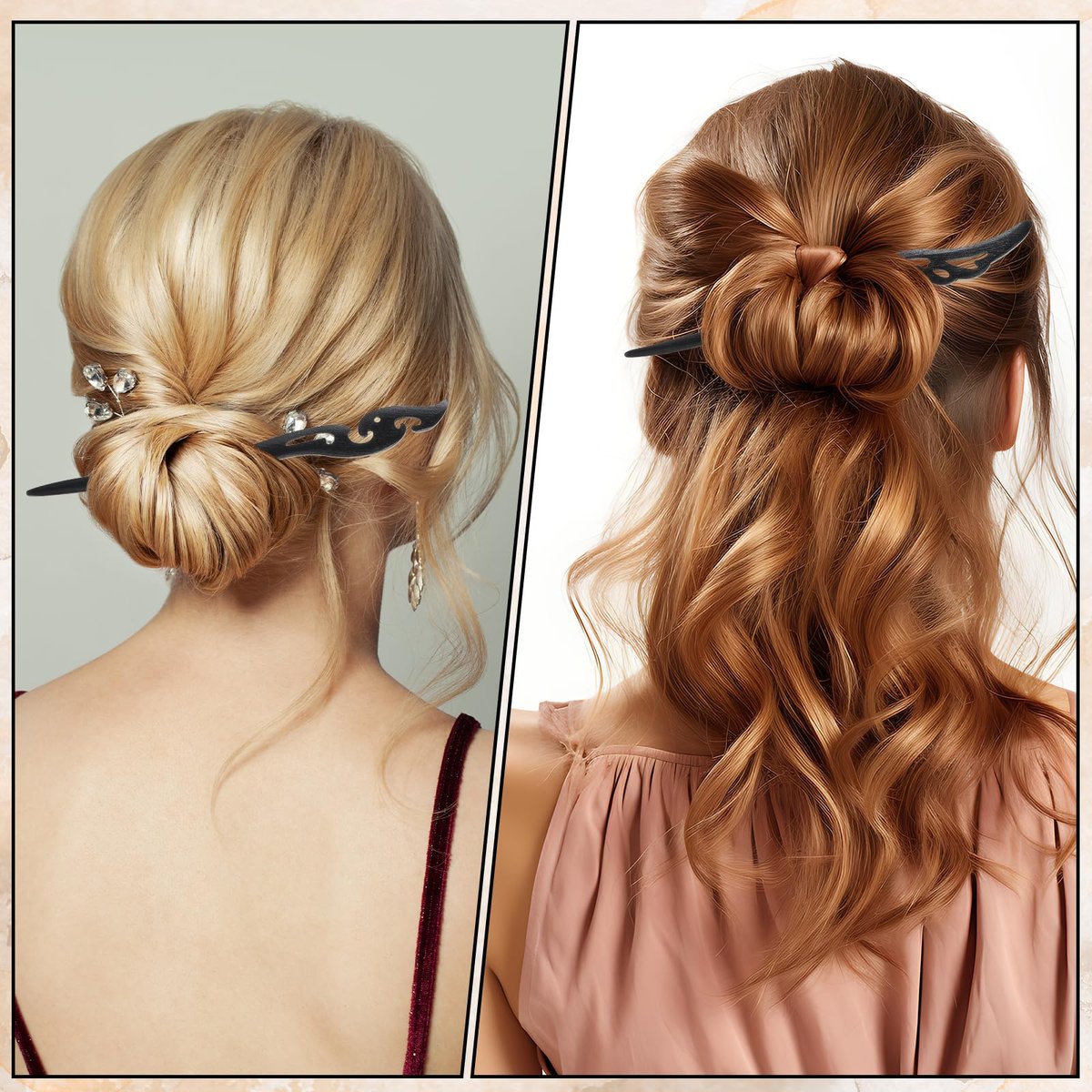 8-Piece Wooden Hair Sticks for Women - Vintage Chinese Chignon & Japanese Bun Maker Hairpins for Long Hair, Handmade Bun Hair Forks Accessories, Hanfu Pins for Women & Girls Avelisse
