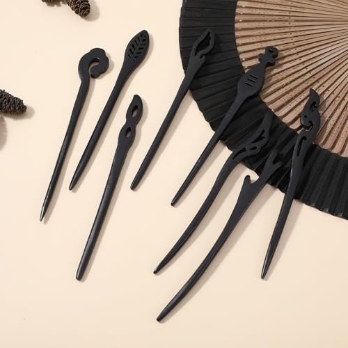 8-Piece Wooden Hair Sticks for Women - Vintage Chinese Chignon & Japanese Bun Maker Hairpins for Long Hair, Handmade Bun Hair Forks Accessories, Hanfu Pins for Women & Girls Avelisse