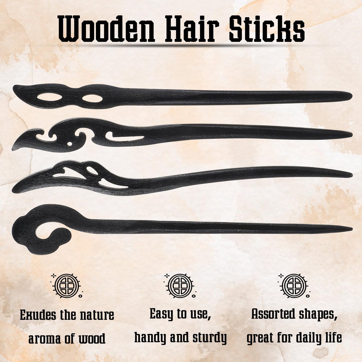 8-Piece Wooden Hair Sticks for Women - Vintage Chinese Chignon & Japanese Bun Maker Hairpins for Long Hair, Handmade Bun Hair Forks Accessories, Hanfu Pins for Women & Girls Avelisse