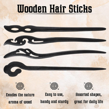 8-Piece Wooden Hair Sticks for Women - Vintage Chinese Chignon & Japanese Bun Maker Hairpins for Long Hair, Handmade Bun Hair Forks Accessories, Hanfu Pins for Women & Girls Avelisse