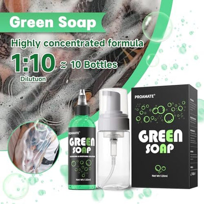 proamate Green Tattoo Soap 4OZ (120ml) with Foaming Bottle - Tattoo Aftercare & Piercing Cleaner, Gentle Skin Cleanser for Tattoos and Piercings