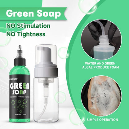 proamate Green Tattoo Soap 4OZ (120ml) with Foaming Bottle - Tattoo Aftercare & Piercing Cleaner, Gentle Skin Cleanser for Tattoos and Piercings