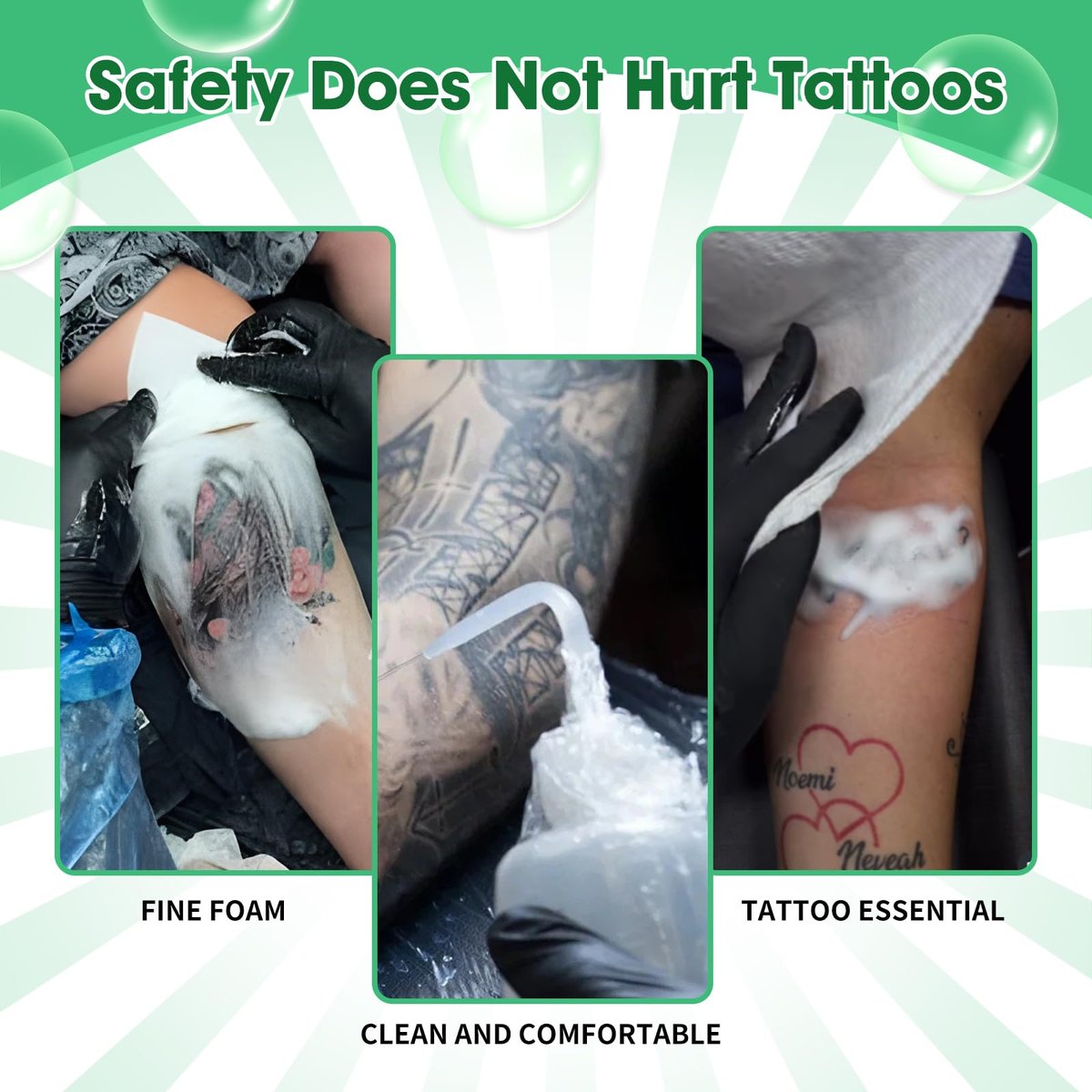 proamate Green Tattoo Soap 4OZ (120ml) with Foaming Bottle - Tattoo Aftercare & Piercing Cleaner, Gentle Skin Cleanser for Tattoos and Piercings - görsel 9