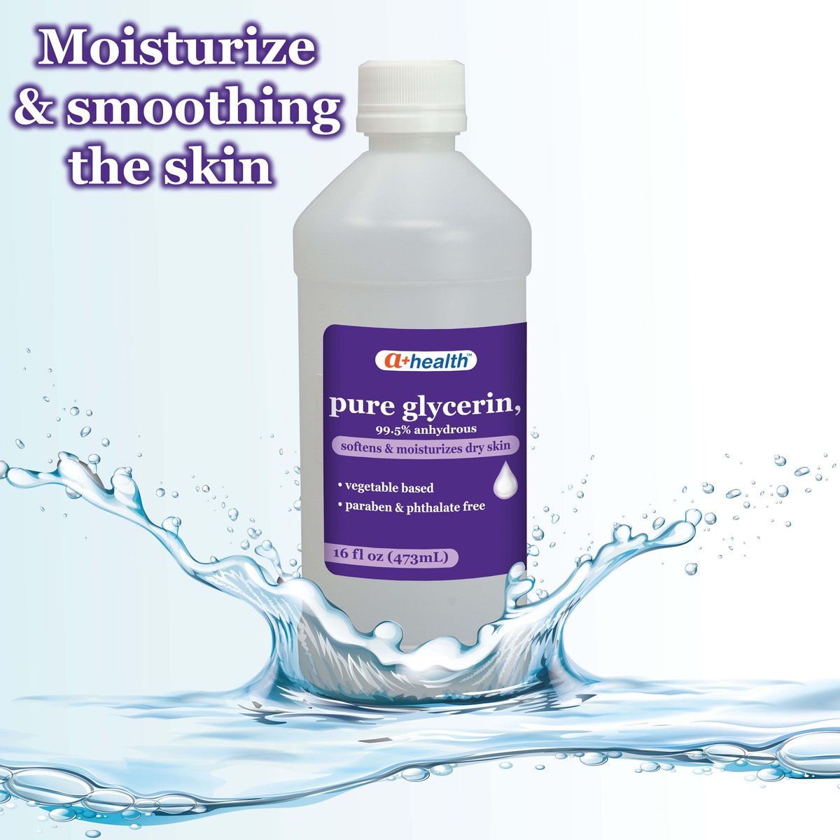 A+Health Pure Glycerin 16 oz - Vegetable-Based Skin Moisturizer, Paraben & Phthalate Free, 99.5% Anhydrous, Made in USA - görsel 4