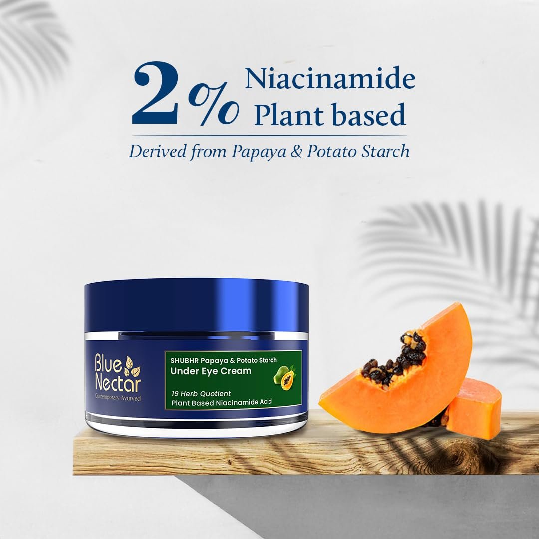 Blue Nectar Under Eye Cream for Women – Natural Niacinamide Eye Cream with Papaya & Potato, Lightweight Herbal Formula Enriched with Neem & Aloe Vera (18 Herbs, 0.53 Oz) - görsel 3