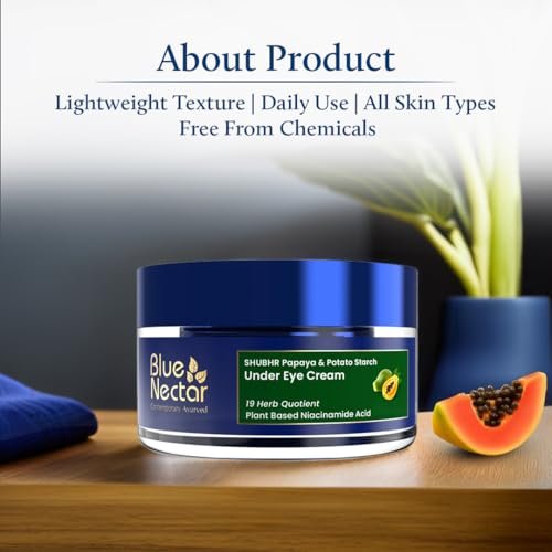 Blue Nectar Under Eye Cream for Women – Natural Niacinamide Eye Cream with Papaya & Potato, Lightweight Herbal Formula Enriched with Neem & Aloe Vera (18 Herbs, 0.53 Oz) - görsel 12