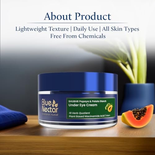 Blue Nectar Shubhr Under Eye Cream for Dark Circles with Papaya, Potato Starch & Niacinamide | Best Under Eye Cream for Men & Women | 18 Herbs, 15g Avelisse