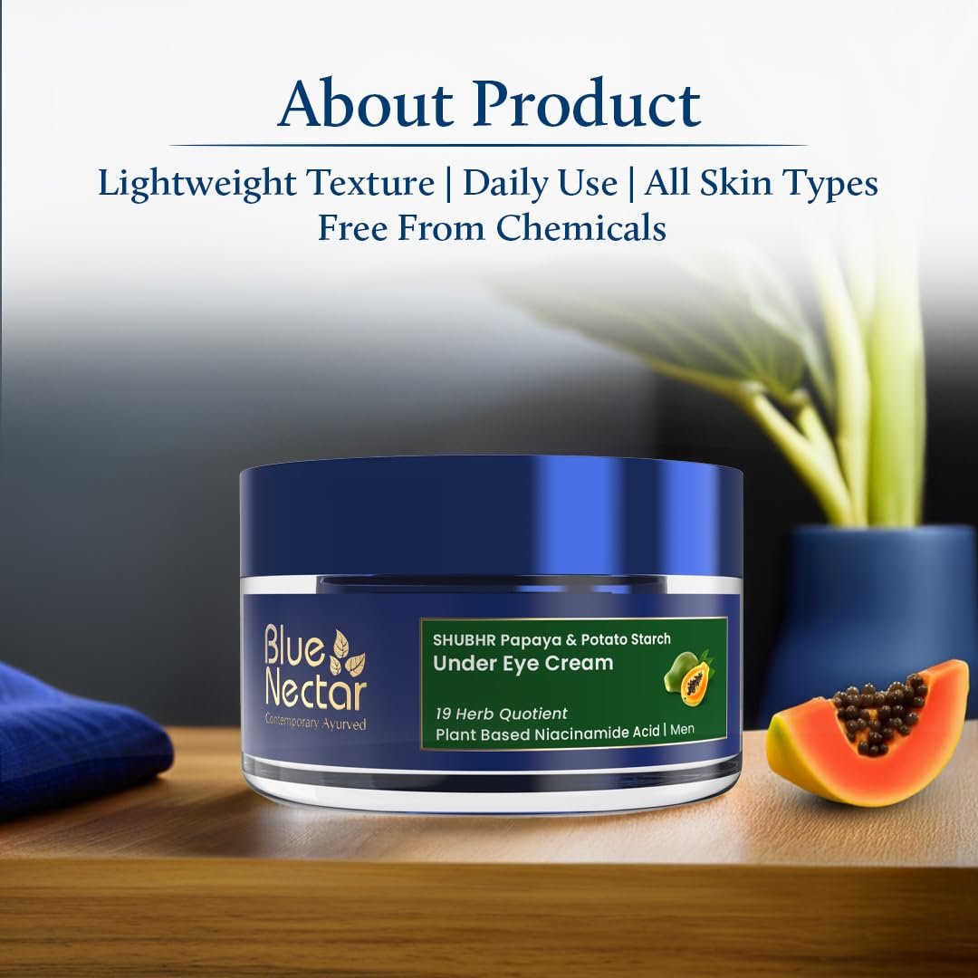 Blue Nectar Shubhr Under Eye Cream for Dark Circles with Papaya, Potato Starch & Niacinamide | Best Under Eye Cream for Men & Women | 18 Herbs, 15g Avelisse