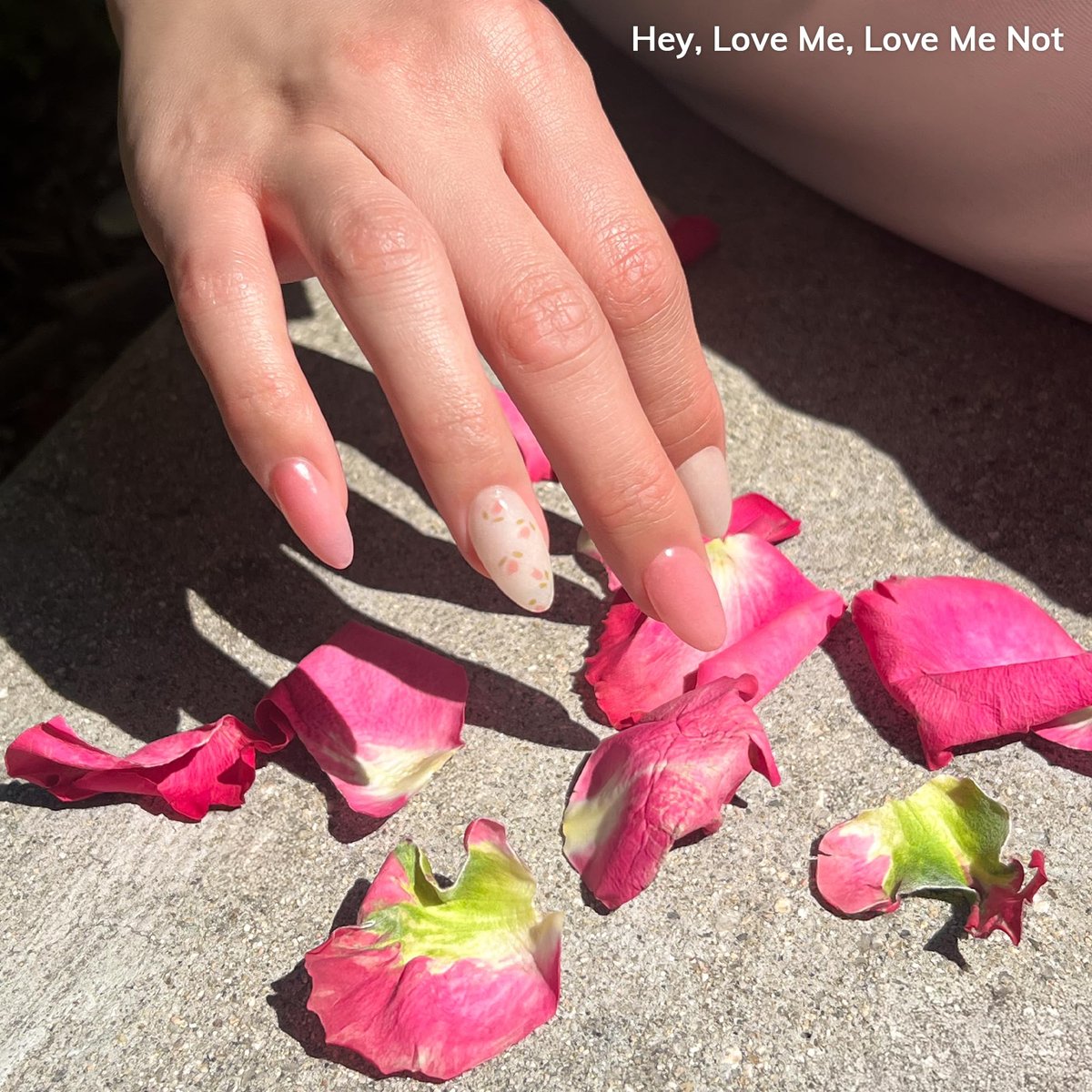 Heyhae Semi Cured Gel Nail Strips - No LED Lamp Needed, Easy Apply & Remove, Salon Quality - 28 Strips + Prep Pads, File & Stick - Hey, Love Me, Love Me Not Avelisse