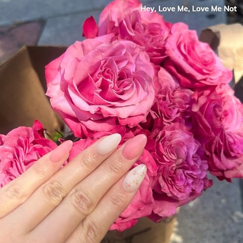 Heyhae Semi Cured Gel Nail Strips - No LED Lamp Needed, Easy Apply & Remove, Salon Quality - 28 Strips + Prep Pads, File & Stick - Hey, Love Me, Love Me Not Avelisse