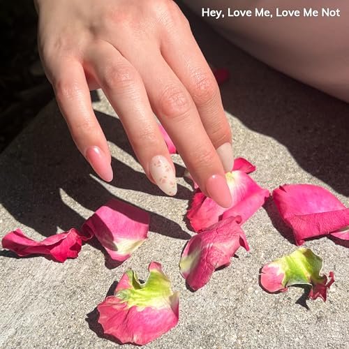 Heyhae Semi Cured Gel Nail Strips - No LED Lamp Needed, Easy Apply & Remove, Salon Quality - 28 Strips + Prep Pads, File & Stick - Hey, Love Me, Love Me Not Avelisse