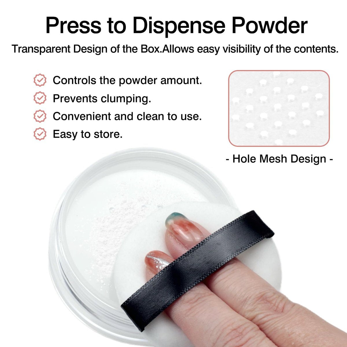 10g Refillable Loose Powder Container with Sifter & Puff – Travel Cosmetic Jar Compact with Lid, Empty Makeup Box for Face Powder - görsel 3