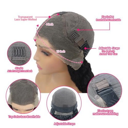 Bworto Pixie Cut Short Bob Frontal Wigs Human Hair Pre Plucked Deep Wave 13x4 HD Lace Front Curly Wigs for Black Women Natural Black Wig 6 Inch Avelisse