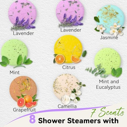 Relaso Shower Steamers Aromatherapy 8 Pack – Premium Shower Bombs with Natural Essential Oils, Luxury Gift Box, Home Spa Stress Relief & Relaxation Self Care