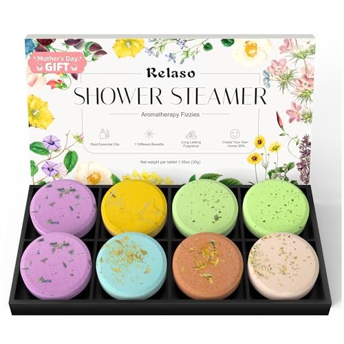 Relaso Shower Steamers Aromatherapy 8 Pack – Premium Shower Bombs with Natural Essential Oils, Luxury Gift Box, Home Spa Stress Relief & Relaxation Self Care - görsel 1