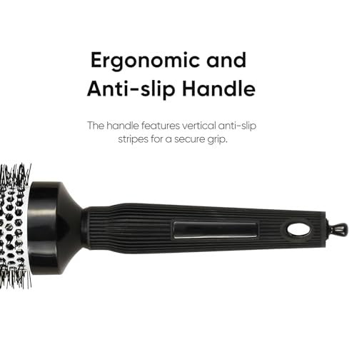 Ceramic Round Brush for Blow Drying Set - Professional Blowout, Styling & Curling, Reduces Frizz, Enhances Shine, Includes Sectioning Pick & 4 Clips Avelisse