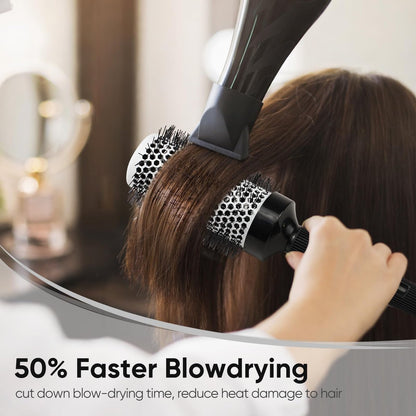 Ceramic Round Brush for Blow Drying Set - Professional Blowout, Styling & Curling, Reduces Frizz, Enhances Shine, Includes Sectioning Pick & 4 Clips Avelisse