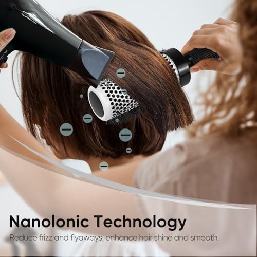 Ceramic Round Brush for Blow Drying Set - Professional Blowout, Styling & Curling, Reduces Frizz, Enhances Shine, Includes Sectioning Pick & 4 Clips Avelisse