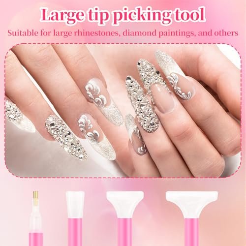 30PCS Rhinestone Picker Tool Set: Acrylic Rhinestone Pen Applicator, Dual-Ended Nail Art Dotting Pens, Wax Tips, Storage Tray & Clay Tools for DIY Nail Art - görsel 8