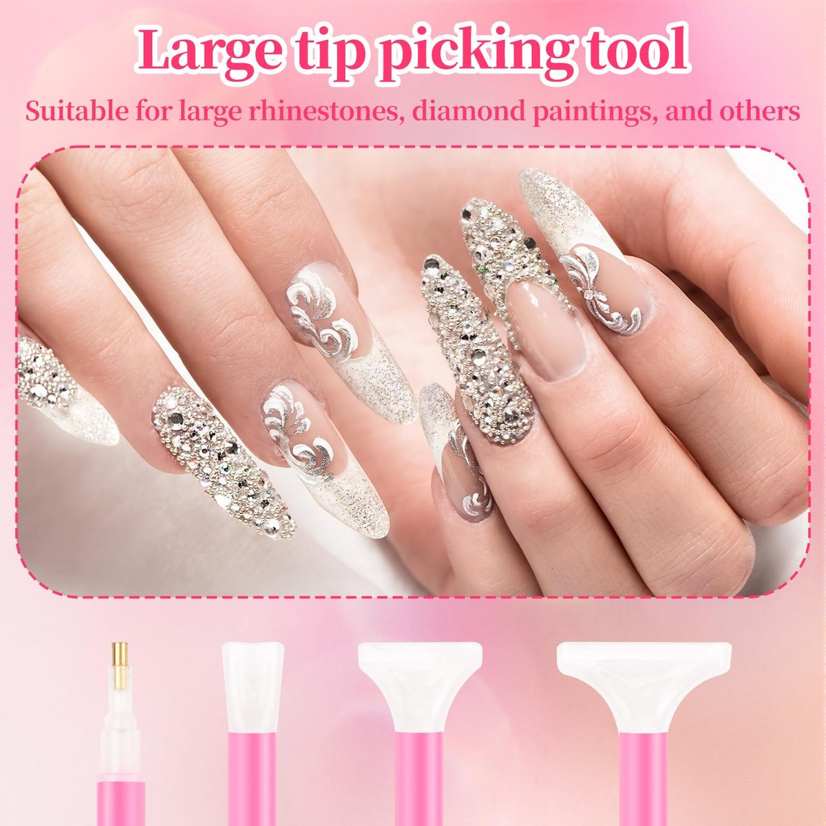 30PCS Rhinestone Picker Tool Set: Acrylic Rhinestone Pen Applicator, Dual-Ended Nail Art Dotting Pens, Wax Tips, Storage Tray & Clay Tools for DIY Nail Art - görsel 7