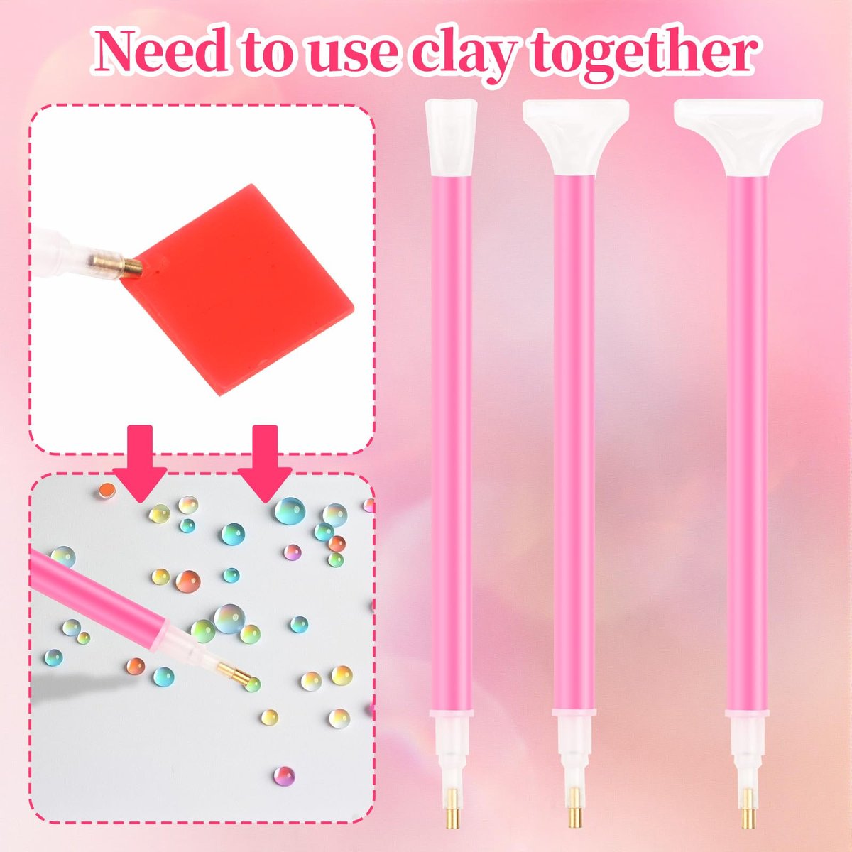 30PCS Rhinestone Picker Tool Set: Acrylic Rhinestone Pen Applicator, Dual-Ended Nail Art Dotting Pens, Wax Tips, Storage Tray & Clay Tools for DIY Nail Art - görsel 5