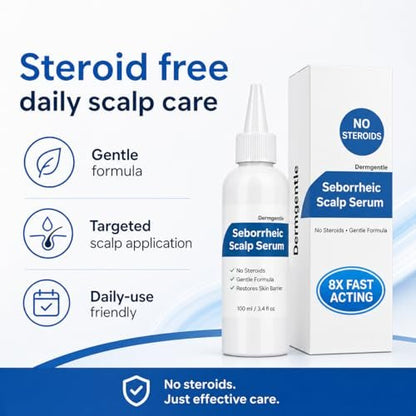 Dermgentle Seborrheic Scalp Serum 8X FAST ACTING - Soothing Redness & Dermatitis - Fast-Acting Ointment for Scalp, Face, Chest & Body for Men & Women (1 Pack) Avelisse