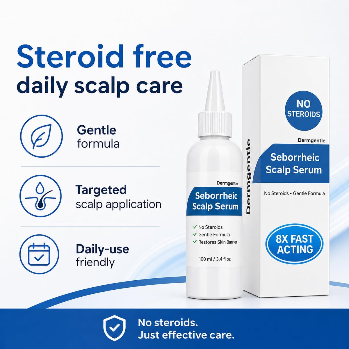 Dermgentle Seborrheic Scalp Serum 8X FAST ACTING - Soothing Redness & Dermatitis - Fast-Acting Ointment for Scalp, Face, Chest & Body for Men & Women (1 Pack) Avelisse
