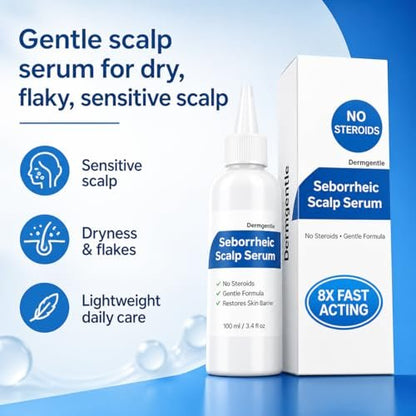 Dermgentle Seborrheic Scalp Serum 8X FAST ACTING - Soothing Redness & Dermatitis - Fast-Acting Ointment for Scalp, Face, Chest & Body for Men & Women (1 Pack) Avelisse