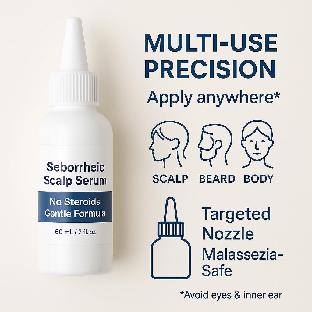 Dermgentle Seborrheic Scalp Serum 8X FAST ACTING - Soothing Redness & Dermatitis - Fast-Acting Ointment for Scalp, Face, Chest & Body for Men & Women (1 Pack) Avelisse