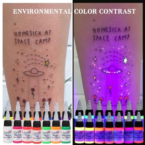 GTARTISTOO 14 Color Tattoo Ink Set - 1/2 oz (15ml) Professional Fluorescent Tattoo Inks Pigment Kit Avelisse