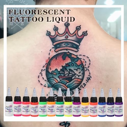 GTARTISTOO 14 Color Tattoo Ink Set - 1/2 oz (15ml) Professional Fluorescent Tattoo Inks Pigment Kit Avelisse