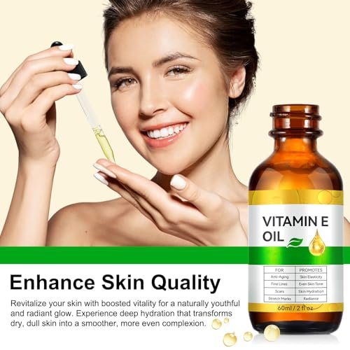 Pure Vitamin E Oil for Skin, Hair, and Scars – 2 Fl Oz Moisturizing Face and Body Oil - görsel 8