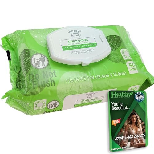 Equate Exfoliating Wet Cleansing Towelettes - 50 Count - Gentle Face Wipes with Tips Card - görsel 2