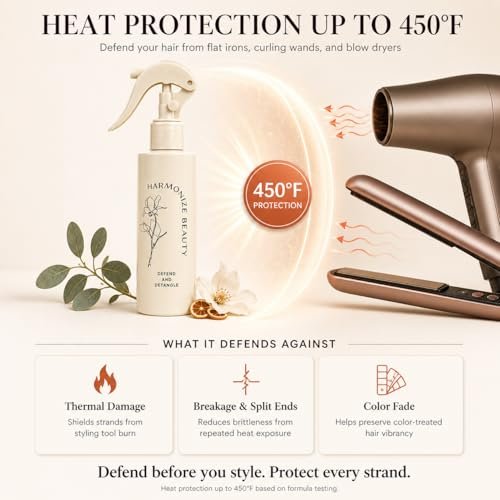 Harmonize Beauty Leave-In Conditioner - 3-in-1 Detangler & Heat Protectant Spray - Sulfate-Free - Lightweight for All Hair Types - Frizz Control - Protects & Hydrates without Buildup - 4.9 fl oz Avelisse