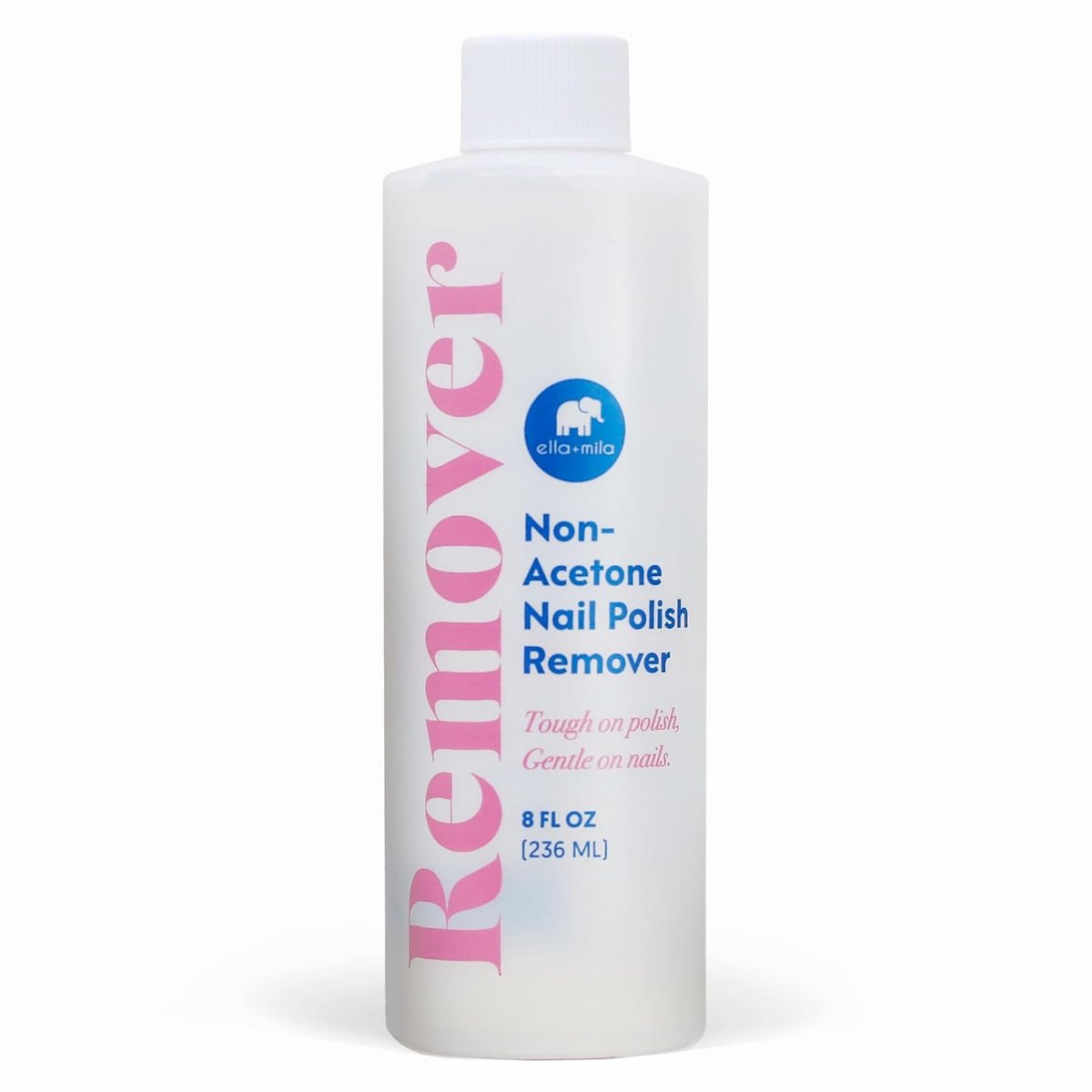 ella+mila Non-Acetone Nail Polish Remover – Gentle, Nourishing Formula for Natural Nails – Vegan & Cruelty-Free – Conditions While Removing Polish – 8 oz - görsel 1