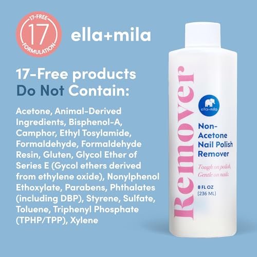 ella+mila Non-Acetone Nail Polish Remover – Gentle, Nourishing Formula for Natural Nails – Vegan & Cruelty-Free – Conditions While Removing Polish – 8 oz - görsel 14